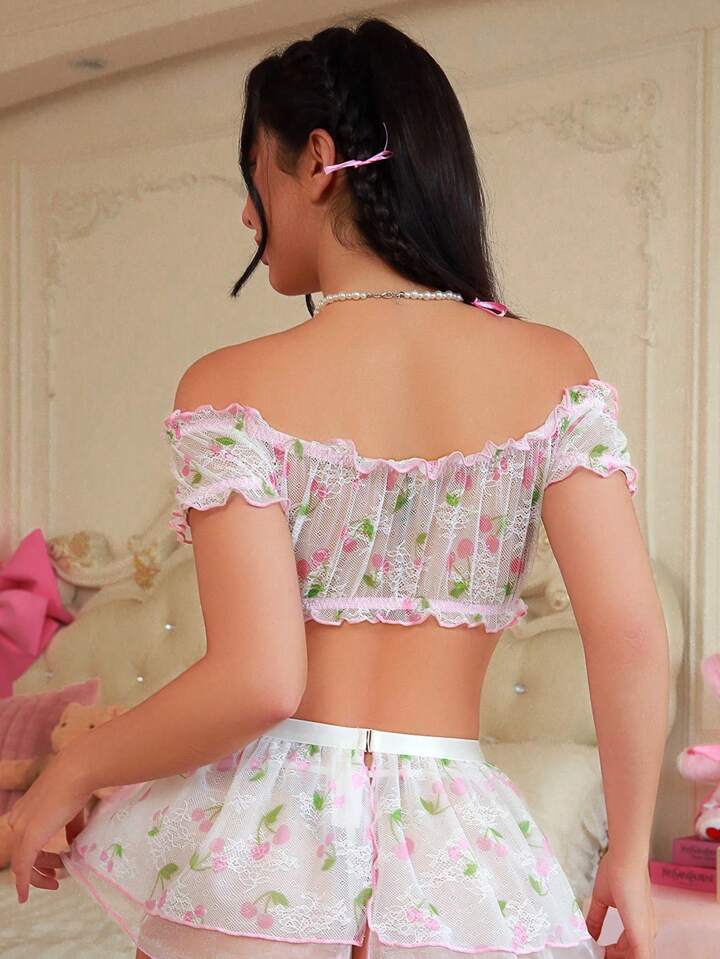 Cherry Blossom Lace Lingerie Set